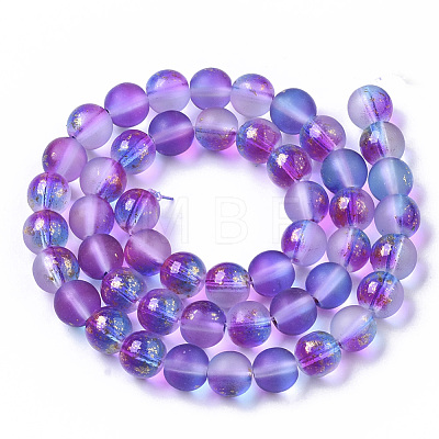 Frosted Spray Painted Glass Beads Strands GLAA-N035-03C-C03-1