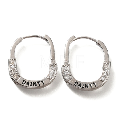 Brass Cubic Zirconia Hoop Earrings EJEW-M048-07P-1