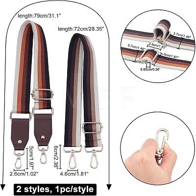 CHGCRAFT 2Pcs 2 Styles Canvas & Cotton Bag Handles FIND-CA0002-37-1