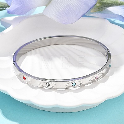Eye 304 Stainless Steel Rhinestone Bangles for Women BJEW-Z092-09P-1