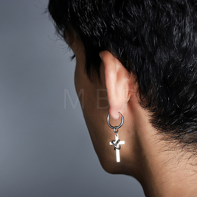 304 Stainless Steel Hoop Dangle Earrings for Men WG37F53-02-1