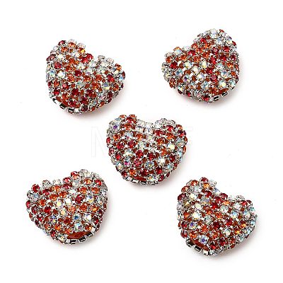 Sparkling Acrylic Heart Beads with Rhinestone Embellishment OACR-NH0001-02A-01-1