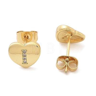 Rack Plating Brass Micro Pave Clear Cubic Zirconia Stud Earrings EJEW-K299-01G-I-1