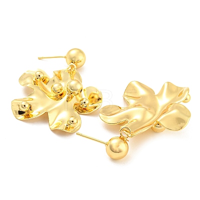 Rack Plating Brass Flower Dangle Stud Earrings EJEW-A028-23G-1