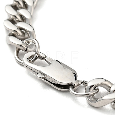 201 Stainless Steel Lighting Bolt Link Bracelet with Curb Chains for Women BJEW-H550-04P-1
