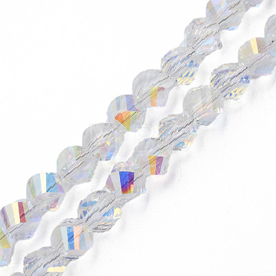 Electroplate Transparent Glass Beads Strands EGLA-N002-39-C02-1