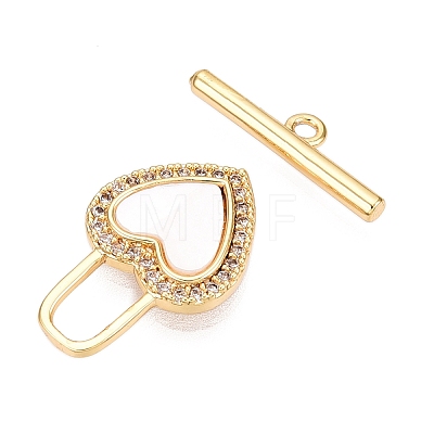 Brass Micro Pave Clear Cubic Zirconia Toggle Clasps KK-N254-146G-1