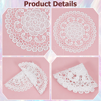 Flower Polyester Embroidery Lace Coasters AJEW-CN0007-46A-1