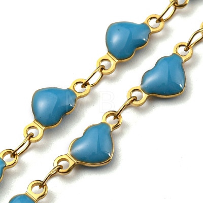 Ion Plating(IP) Golden 304 Stainless Steel Heart Link Chain Necklaces NJEW-E098-02G-03-1