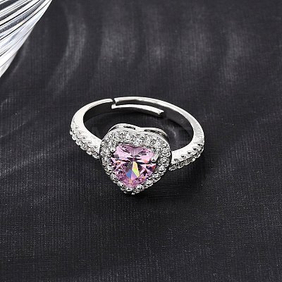 Brass Micro Pave Cubic Zirconia Cuff Open Rings CU-CBA5C10-04P-1