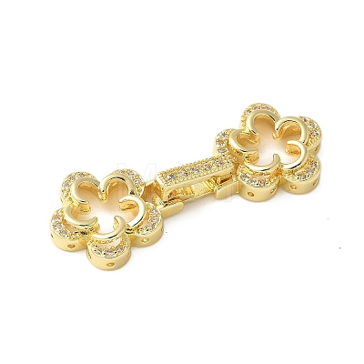 Brass Micro Pave Clear Cubic Zirconia Fold Over Clasps KK-P290-20G-1