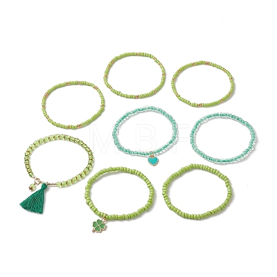 8Pcs 8 Styles Glass Seed Beaded Stretch Bracelets Set BJEW-JB09192-01-1