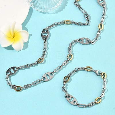 201 Stainless Steel Chain Necklaces & Chain Bracelets SJEW-G087-01GP-1