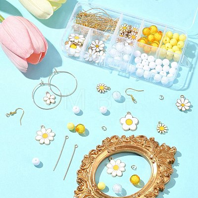 DIY Alloy Enamel Flower & Acrylic Beads Dangle Earring Making Kits DIY-FS0006-31-1