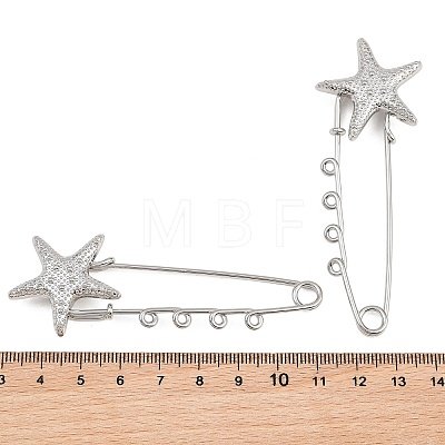 Starfish 304 Stainless Steel Safety Pins Brooch Findings SA-CBA098D-16B-P04-1