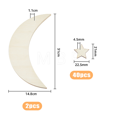 DIY Wood Moon & Star Wall Decoration Painting Kit FIND-WH0117-71-1