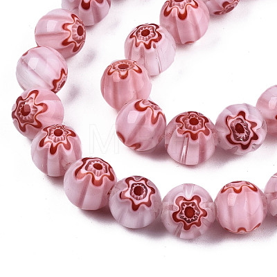 Handmade Millefiori Glass Beads Strands LK-T001-10-1
