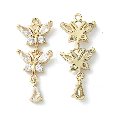 Brass Pave Cubic Zirconia Pendants X-KK-G462-47KCG-1