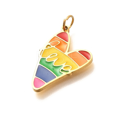 Pride 304 Stainless Steel Enamel Pendants LS-STAS-B079-01G-04-1