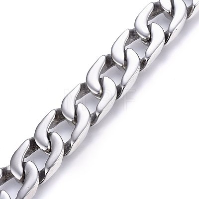 304 Stainless Steel Curb Chains Bracelets BJEW-E346-13B-P-1