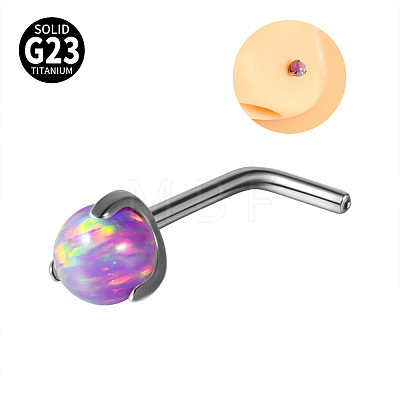 G23 Titanium & Imitation Opal L-Shaped Nose Rings WG62851-12-1