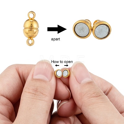 Round Brass Magnetic Clasps with Loops KK-D331-G-NF-1