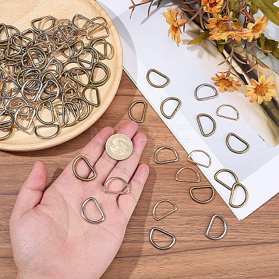 120Pcs 3 Colors Iron D Rings IFIN-CL0001-17-1
