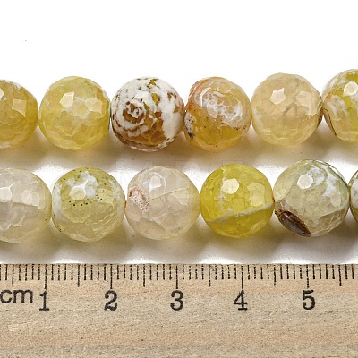 Faceted Natural Fire Crackle Agate Beads Strands G-F447-12mm-N02-1