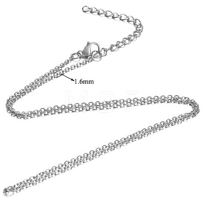 304 Stainless Steel Cable Chain Necklace STAS-T040-PJ204-40-1