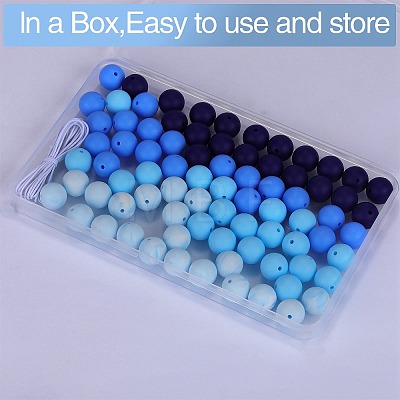 80Pcs 4 Style Round Silicone Focal Beads SIL-SZ0001-22B-1