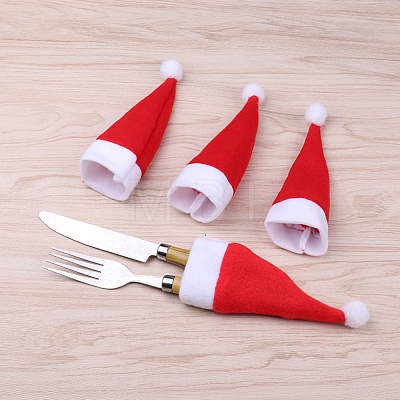 Christmas Hat Cloth Cutlery Set Bags AJEW-D055-01-1