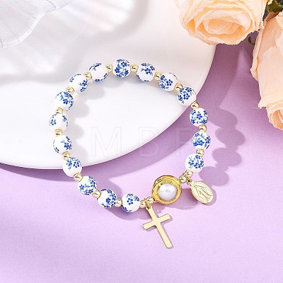 201 Stainless Steel & Brass Charm Bracelets BJEW-JB13966-1