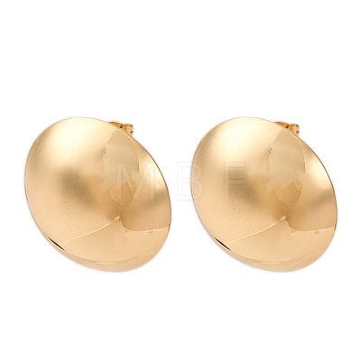 Brass Half Round Stud Earrings EJEW-Z125-01G-1