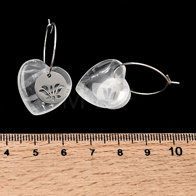 Natural & Synthetic Gemstone & 304 Stainless Steel Hoop Earrings for Women EJEW-G475-02P-1