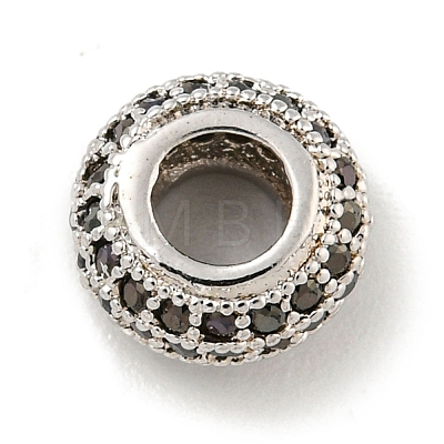 Brass Micro Pave Black Cubic Zirconia Beads KK-G493-49P-01-1