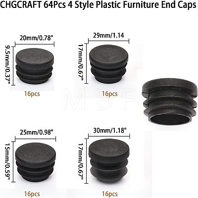 64Pcs 4 Style Plastic Furniture End Caps FIND-CA0005-46-1