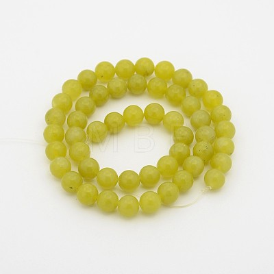 Natural Olive Jade Round Bead Strands G-P070-32-6mm-1