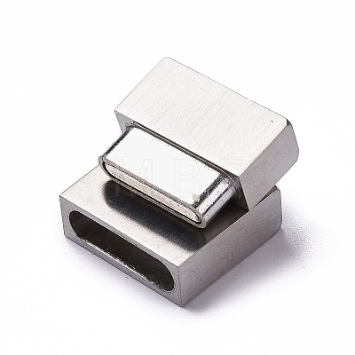 304 Stainless Steel Magnetic Clasps with Glue-in Ends STAS-M307-02P-02-1