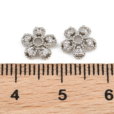 Brass Micro Pave Clear Cubic Zirconia Bead Caps CU-CBA6A75-28P-1