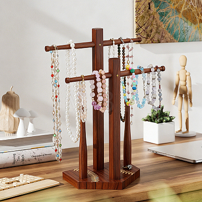 Baseball Wooden Jewelry Ring Display Tower Stands ODIS-WH0086-223A-1