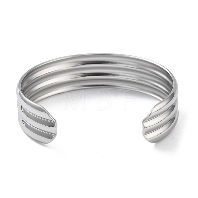 304 Stainless Steel Cuff Bangles for Women BJEW-Z078-15P-1