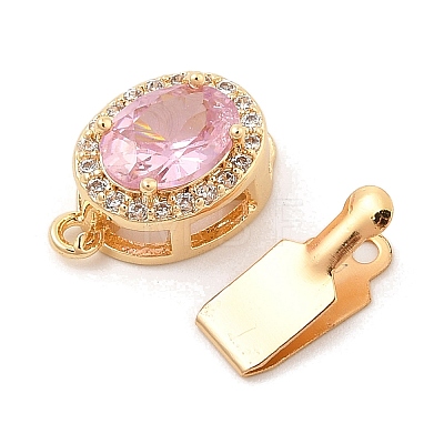 Brass Micro Pave Cubic Zirconia Box Clasps KK-C080-12G-02-1