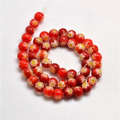 Round Millefiori Glass Beads Strands LK-P002-11-1