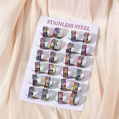 304 Stainless Steel Polishing Effect Hoop Earrings EJEW-M001-37A-1