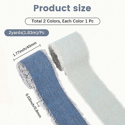2 Rolls 2 Colors Polycotton Frayed Ribbon OCOR-CY0001-22A-1