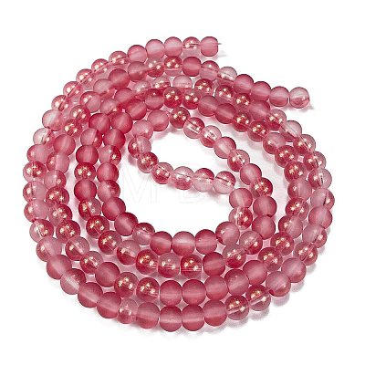 Frosted Transparent Glass Bead Strands GLAA-P065-6mm-09-1