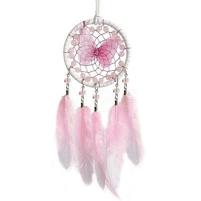 Woven Net/Web with Feather Pendant Decorations PW-WG06BF2-02-1