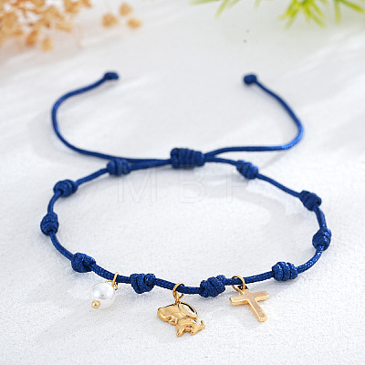 Brass & Imitation Pearl Charm Bracelets DP7998-4-1