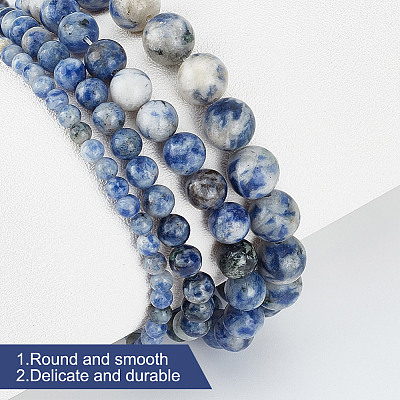 GOMAKERER 4 Strands 4 Styles Natural Blue Spot Jasper Beads Strands G-GO0001-48-1