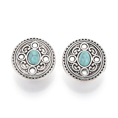 Zinc Metal Alloy & Natural Turquoise Buttons LS-BUTT-WH0057-001A-AS-1